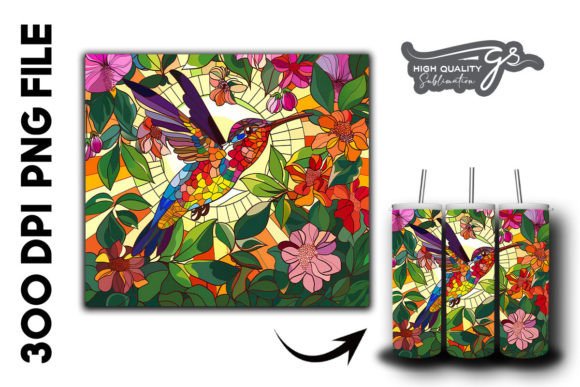 Download Stain Glass Hummingbird Tumbler Wrap 34 - Tumbler Collection