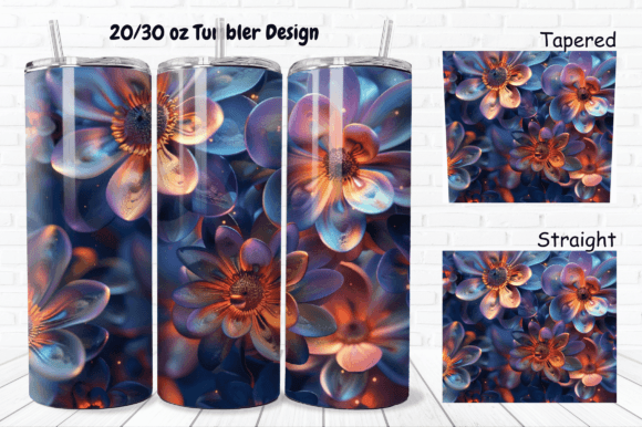 Download 3D Glowing Flowers 20/30Oz Tumbler Wrap - Tumbler Collection