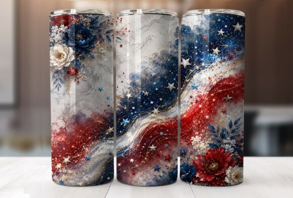 Download USA Floral Americana 20oz Tumbler Wrap - Tumbler Collection