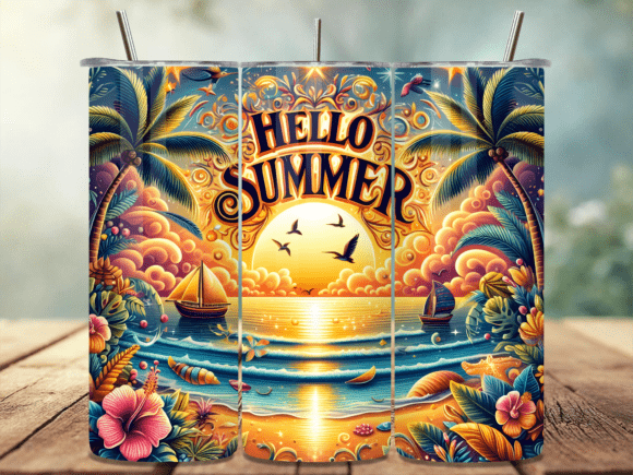 Download Hello Summer Beach Tumbler Wrap PNG - Tumbler Collection
