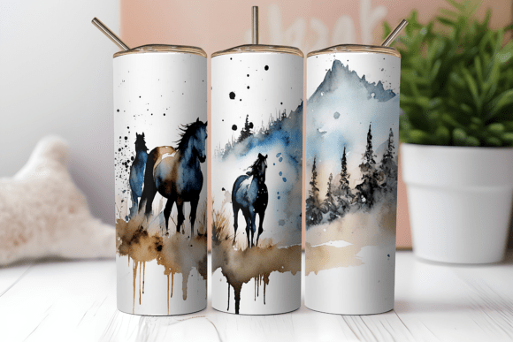 Download Wild Horses 20oz Straight Tumbler Wrap - Tumbler Collection