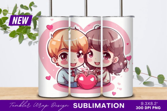 Download Cute Anime Couple Holding Heart Tumbler - Tumbler Collection