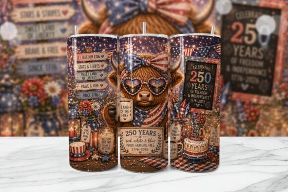 Download Patriotic Highland Cow Tumbler PNG - Tumbler Collection