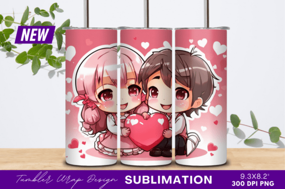 Download Chibi Couple Holding Heart Tumbler Png - Tumbler Collection