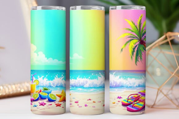 Download Summer Beach Tumbler Wrap 20oz Skinny - Tumbler Collection