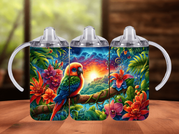 Download Tropical Parrot Bird 12oz Tumbler Wrap - Tumbler Collection
