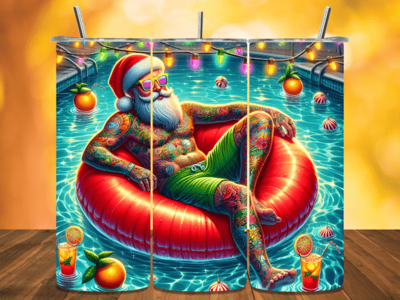 Download Santa Claus Pool Tumbler Wrap - Tumbler Collection