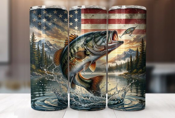 Download Patriotic Bass Fishing 20oz Tumbler Wrap - Tumbler Collection