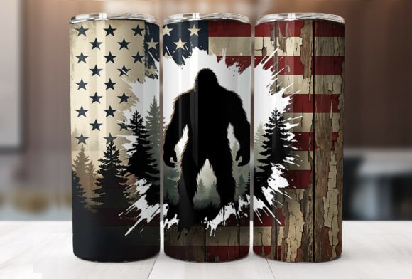 Download 20oz Bigfoot American Flag Tumbler Wrap - Tumbler Collection