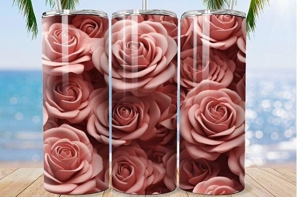 Download Soft Peach Roses Tumbler Wrap - Tumbler Collection