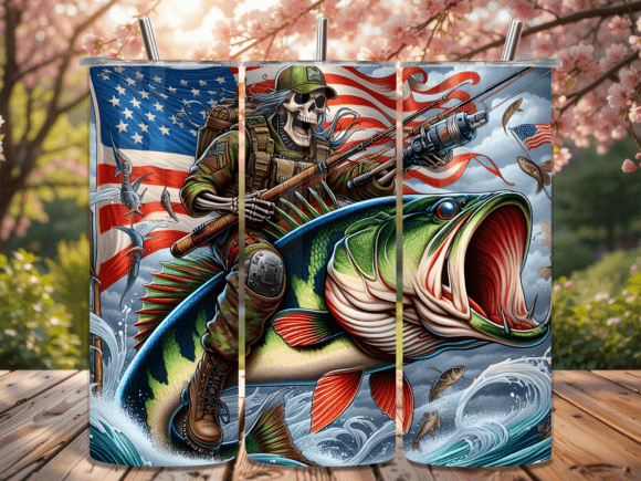Download Skeleton Fisherman Bass Fish Tumbler Png - Tumbler Collection