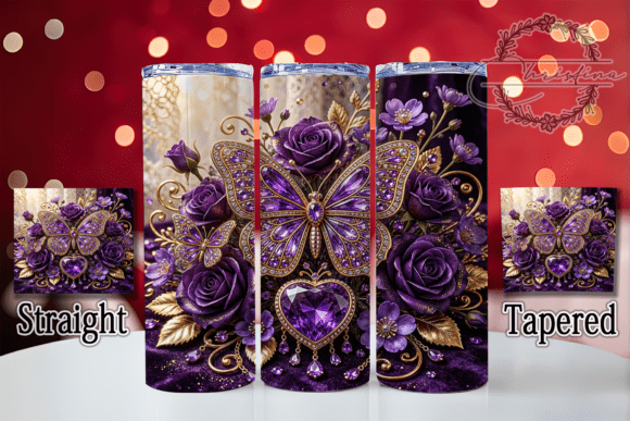 Download Purple Butterfly Gem Roses 20oz Tumbler - Tumbler Collection