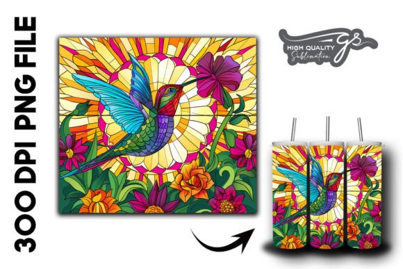 Download Stain Glass Hummingbird Tumbler Wrap 36 - Tumbler Collection