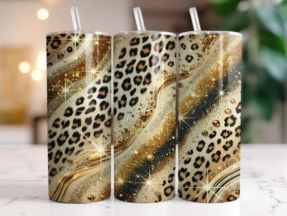 Download Luxury Gold Glitter Leopard Tumbler PNG - Tumbler Collection