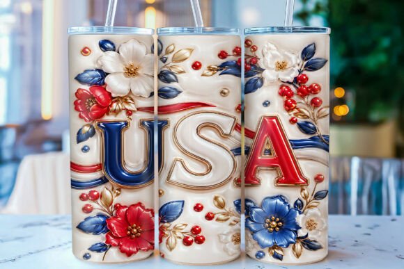 Download 3D Inflated USA Patriotic Tumbler Wrap - Tumbler Collection