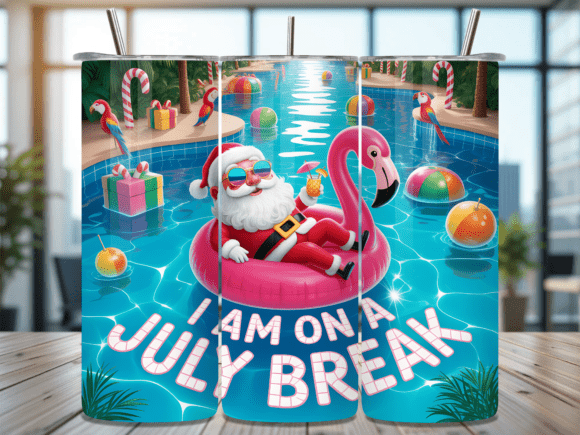 Download Santa on July Break Pool Tumbler Wrap - Tumbler Collection