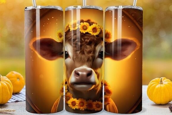 Download Sunflower Highland Calf Tumbler Wrap - Tumbler Collection