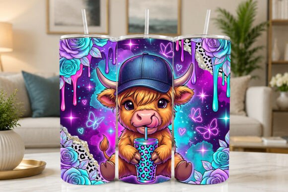 Download Sparkle Highland Cow Drink Tumbler Wrap - Tumbler Collection