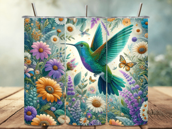 Download Summer Daisy Hummingbird Tumbler Wrap - Tumbler Collection