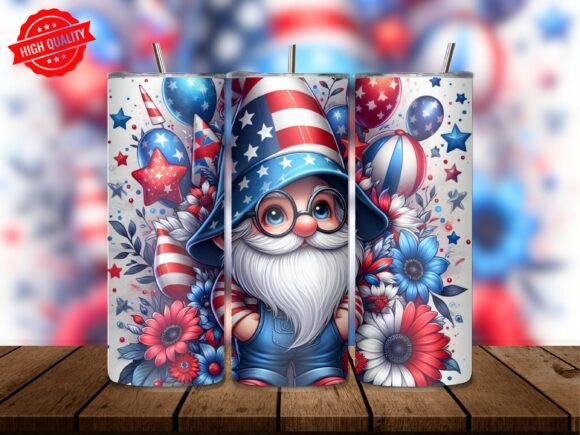 Download Patriotic Gnome Celebration Tumbler Wrap - Tumbler Collection