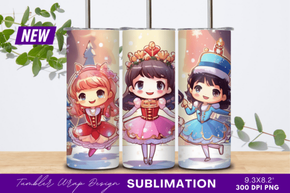Download Chibi Nutcracker Girls in Winter Tumbler - Tumbler Collection