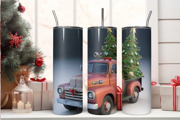 Download Christmas Tumbler Wrap Vintage Red Truck - Tumbler Collection