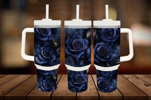 Download 40oz Blue Rose Tumbler Wrap - Tumbler Collection