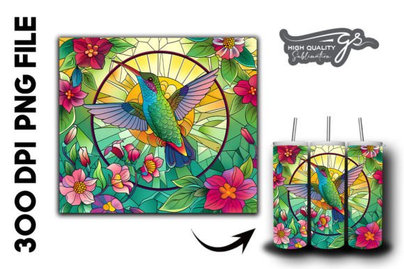 Download Stain Glass Hummingbird Tumbler Wrap 33 - Tumbler Collection