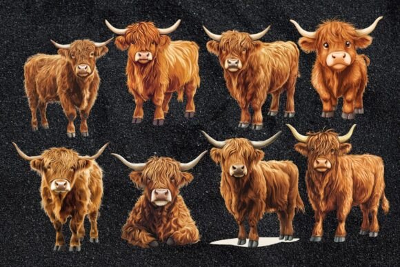 Download Funny Highland Cow Clipart Bundle - Funny highland cow Collection