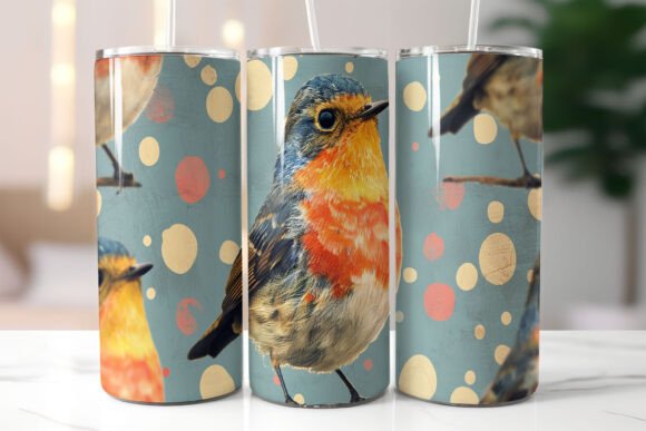Download Robin Bird Seamless Pattern Tumbler Wrap - Tumbler Collection