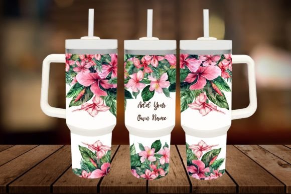 Download Pink Tropical Flower Leaves 40oz Tumbler - Tumbler Collection