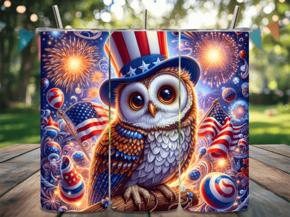 Download Patriotic Owl Celebration Tumbler Wrap - Tumbler Collection