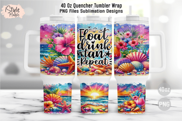 Download Summer Beach 40oz Tumbler Wrap PNG - Tumbler Collection