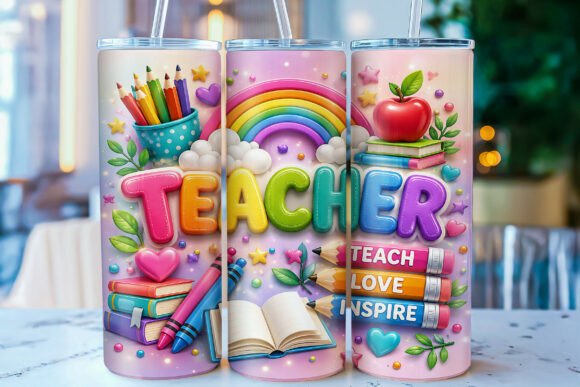 Download Inflated Teacher 20oz Tumbler Wrap PNG - Tumbler Collection