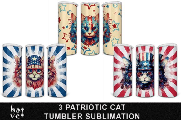 Download Vintage Patriotic Cat Tumbler PNG Bundle - Tumbler Collection