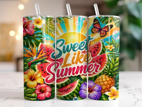 Download Sweet Like Summer Tropical Tumbler Wrap - Tumbler Collection