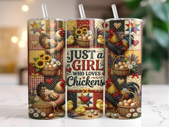 Download Patchwork Chicken Lover 20oz Tumbler PNG - Tumbler Collection
