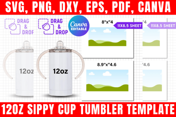 Download 12oz Sippy Cup Tumbler Canva Template - Tumbler Collection
