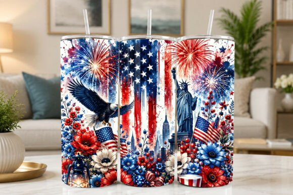Download Eagle Fireworks 4th of July Tumbler Wrap - Tumbler Collection