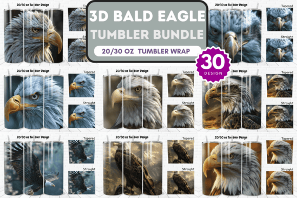 Download 3D Bald Eagle Tumbler Wrap Bundle - Tumbler Collection