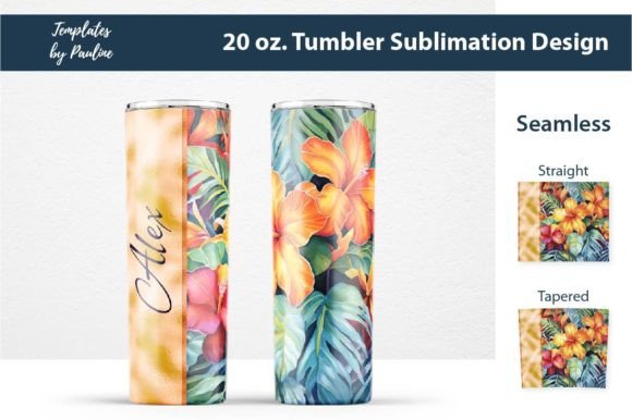 Download Tropical Flower Tumbler Wrap, Add Text - Tumbler Collection
