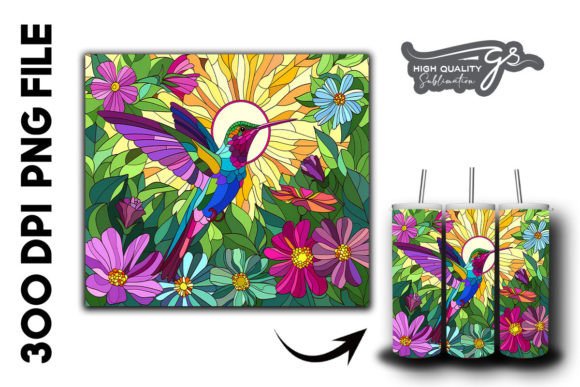 Download Stain Glass Hummingbird Tumbler Wrap 27 - Tumbler Collection