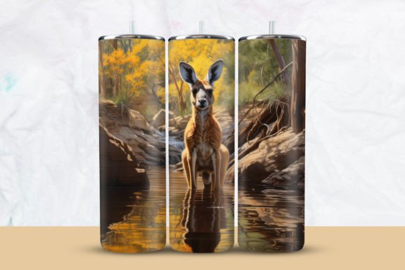 Download Kangaroo on Lake Tumbler Wrap - Tumbler Collection