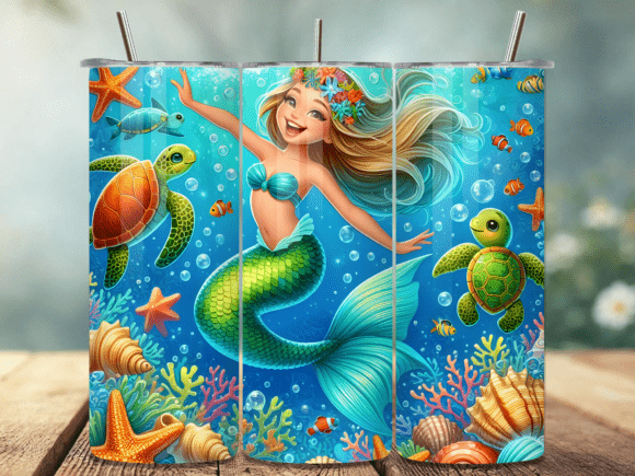Download Mermaid Swimming Tumbler Wrap - Tumbler Collection