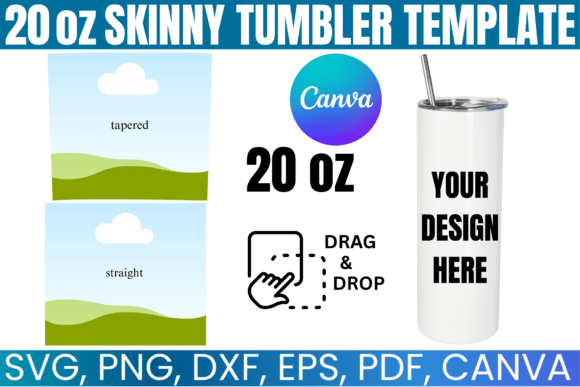 Download 20oz Skinny Tumbler Canva Template - Tumbler Collection