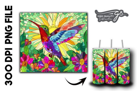 Download Stain Glass Hummingbird Tumbler Wrap 38 - Tumbler Collection