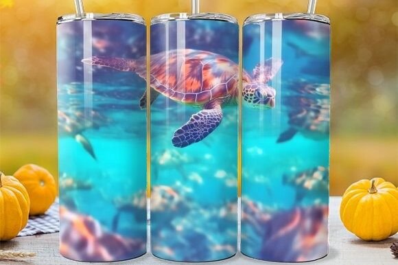 Download Sea Turtle Swimming Tumbler Wrap - Tumbler Collection