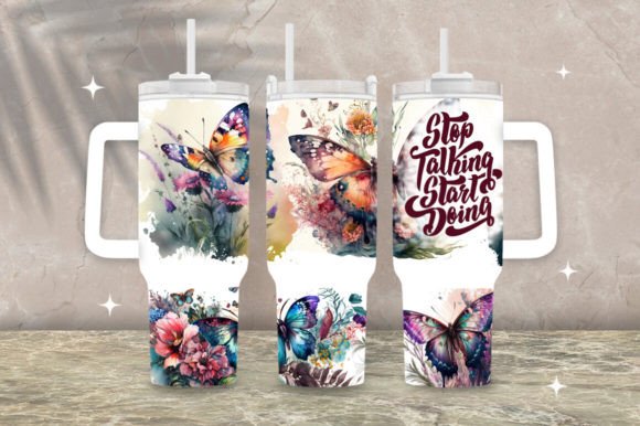 Download Butterfly Floral 40oz Tumbler Wrap Png - Tumbler Collection