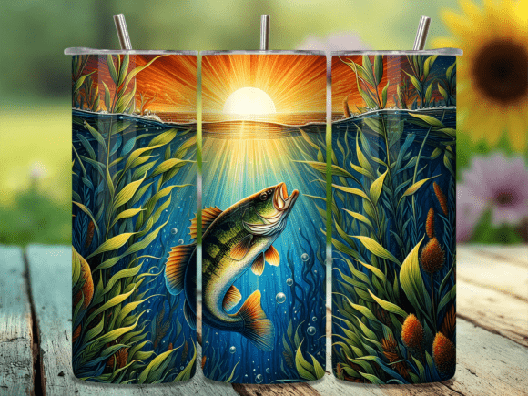 Download Sunset Underwater Bass Fish Tumbler Wrap - Tumbler Collection