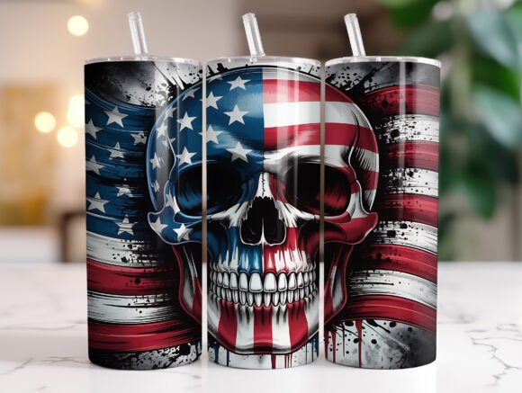 Download Patriotic Skull 4th of July Tumbler Wrap - Tumbler Collection